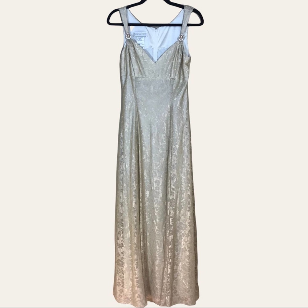 Vintage Scott McClintock Dress Womens 6 Gold Shimmer Formal Maxi Lined‎